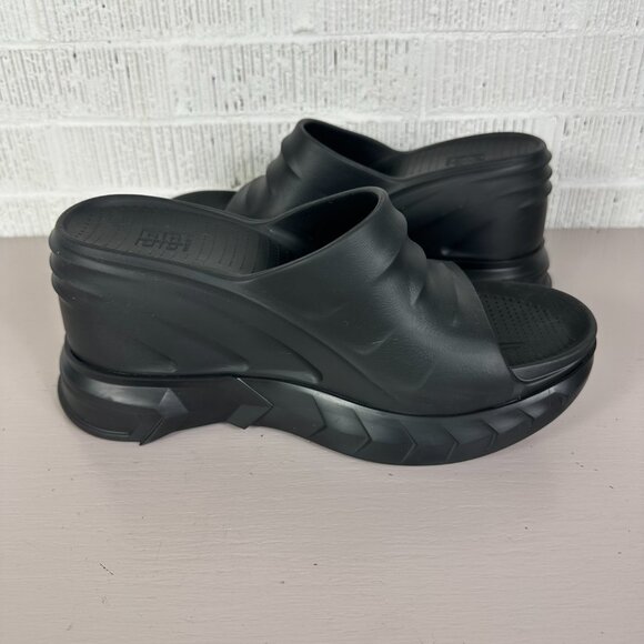 Givenchy Marshmallow Platform Wedge Mules Sandals Slide Size 40/10 Black Italy - Picture 12 of 12